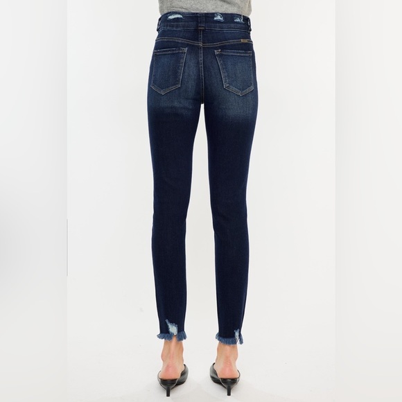 NWT Kancan PLUS + REG Size Ariana Dark Wash High Rise Raw Hem Skinny Jeans - Picture 11 of 14
